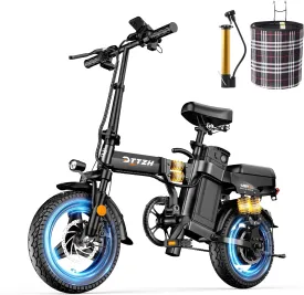 1000W Folding Electric Bike for Adults, 30MPH Commuter 14" Foldable Ebike, 48V 15Ah Removable Battery UL 2849 Certified, 60 Miles PAS Range, Adults Electric Bicycle