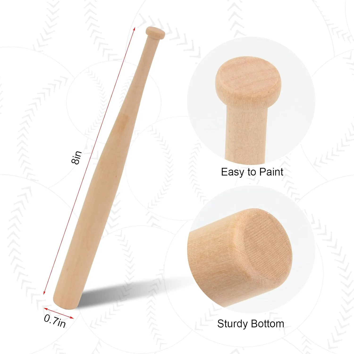 3 Pack 8 Mini Baseball Bats, Wooden Unfinished Wood Ball Bats Mini Baseball Bat