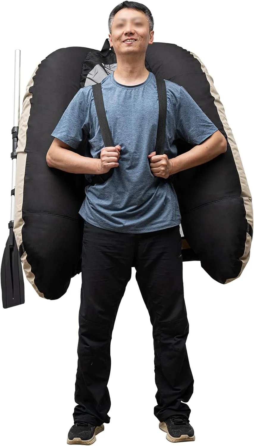 4.5ft Inflatable Fishing Boat, Fishing Float Tube with Storage Pockets, Inflatable Dinghy, Outdoor Fishing Boat Set, Single Portable Boat Raft, Hand Air Pump, 286.6lbs Load
