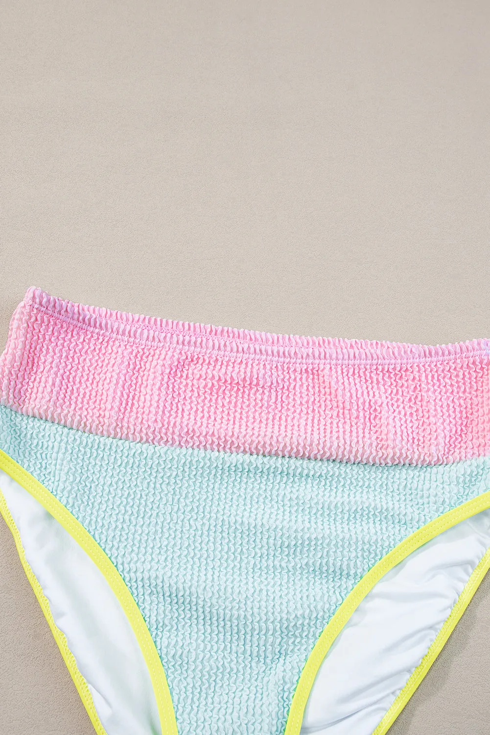 Beau Blue Color Block High Waisted Sexy Bikini Set