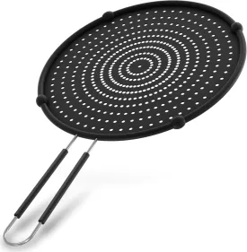 Beckon Ware | USA Brand | 11-Inch Black, Fit Pans (6" to 11") Silicone Grease Splatter Guard for Frying Pan and Stove