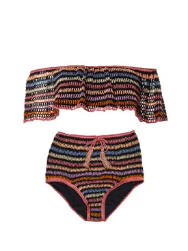 Crochet Michelle High Waisted Bikini Bottom - Black
