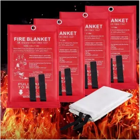Emergency Fire Blankets Fire Retardant Blankets 4 Pack Fiberglass Fire Suppression Blanket Flame Retardant Protection&Heat Insulation Design for Kitchen Office Fireplace Car Camping