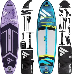 Fishing & Prosper Bundles10'8"/11' Extra Wide Inflatable SUP, 10'8" Fishing Stand Up Paddle Board   11 Family SUP Board, Double Accessories 116L Backpack, Shoulder Strap, 2-Action Pump