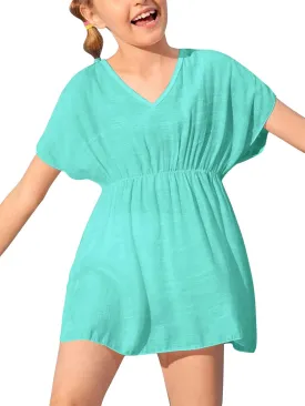 Fommykin Girls Swimwear Cover Ups Kids Beach Bathing Suit Coverups Cute Sweet Bikini Swimsuit Tunic Dress