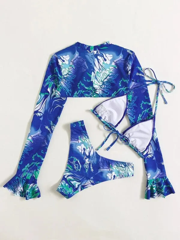 High Waist Bikini Three-piece Swimsuit