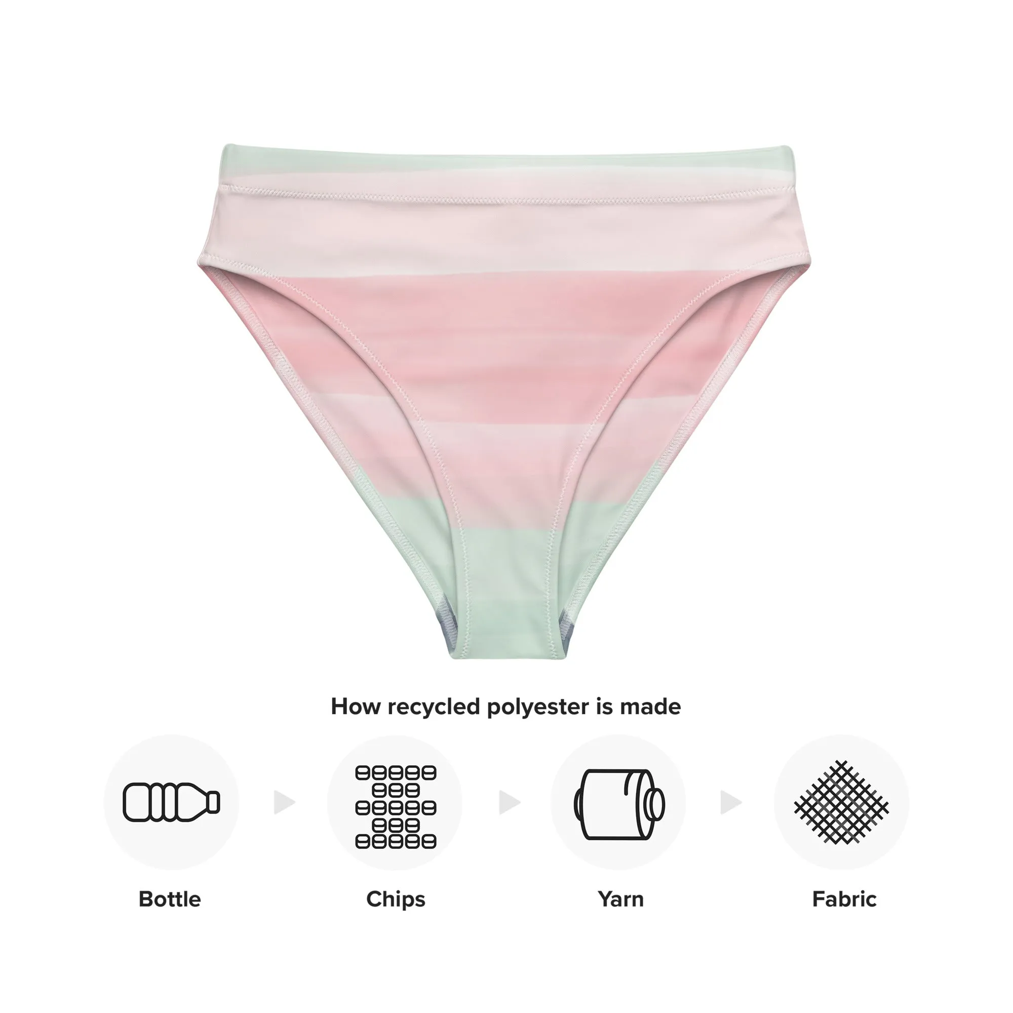 High Waisted Bikini Bottom - Watercolor (Glamourange Cheeky High Waisted Bikini Bottom With Graphics)