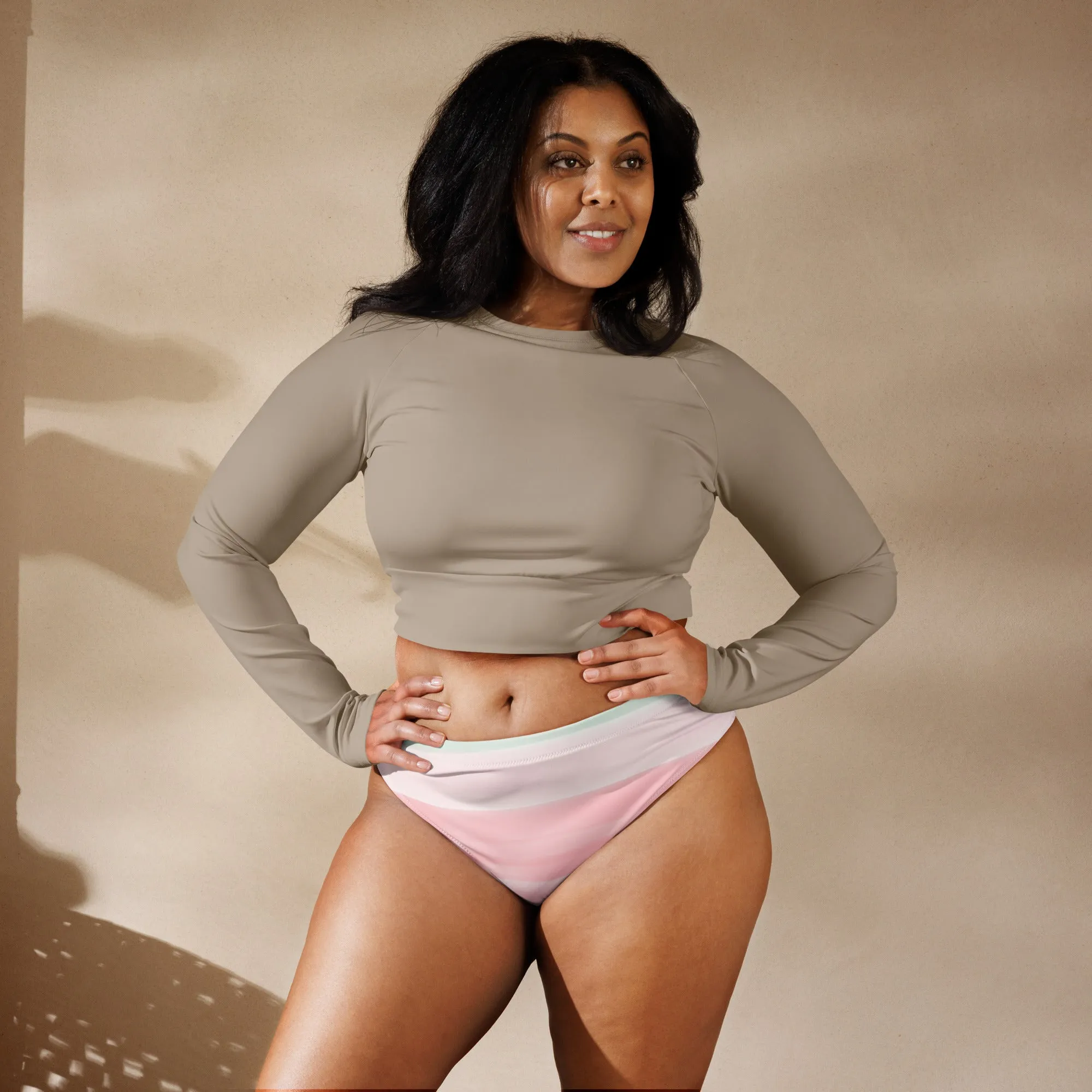High Waisted Bikini Bottom - Watercolor (Glamourange Cheeky High Waisted Bikini Bottom With Graphics)