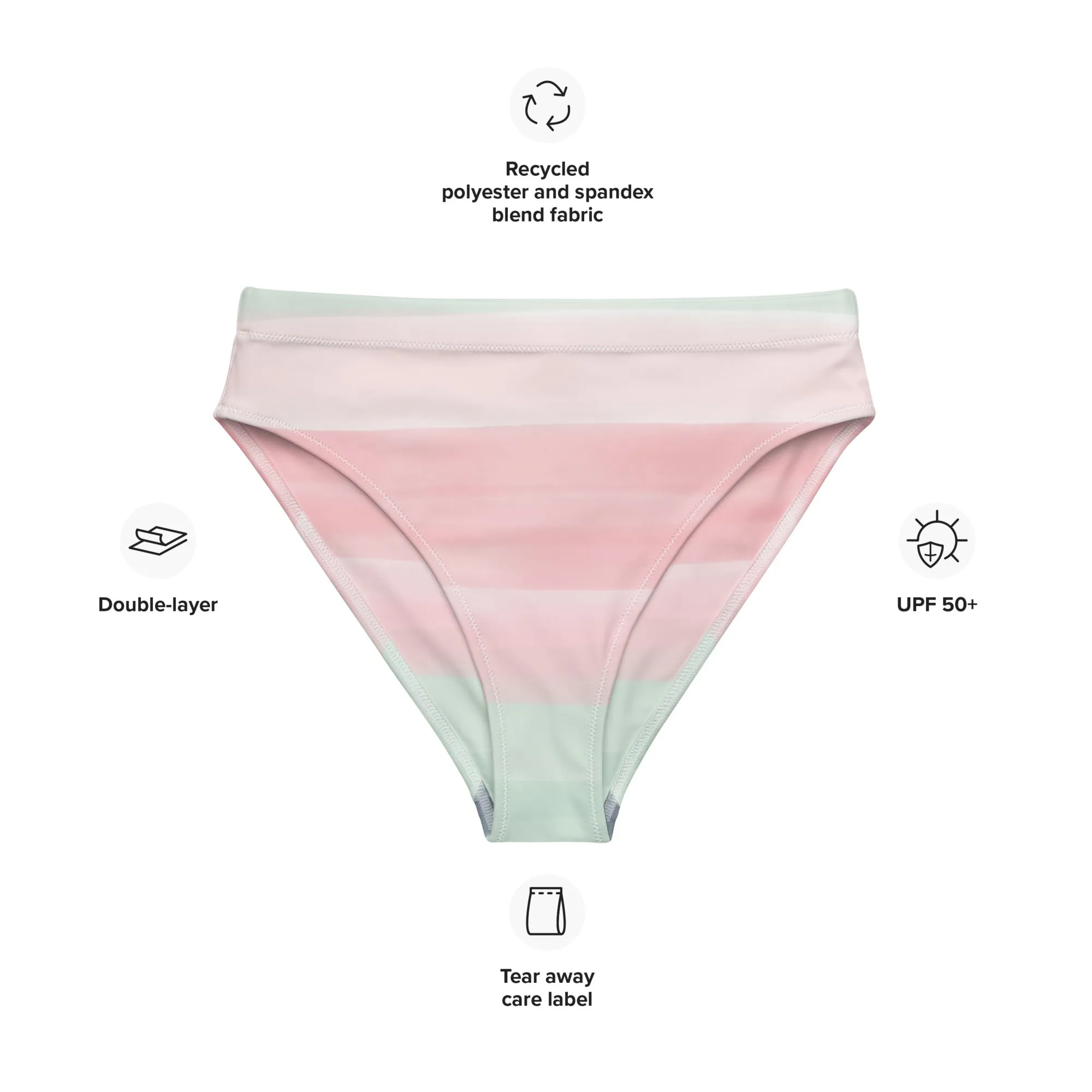 High Waisted Bikini Bottom - Watercolor (Glamourange Cheeky High Waisted Bikini Bottom With Graphics)