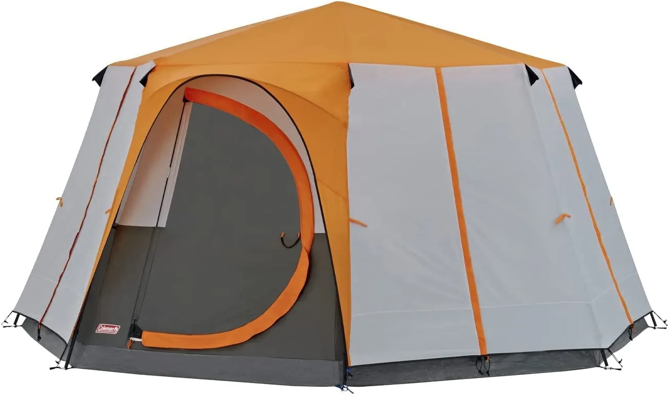 Immerse in Nature with Unmatched Comfort: Coleman Octagon Tent - A Spacious 6-Person Camping Haven, Offering Panoramic Views, Waterproof Protection, and Reliable Steel Pole Construction!