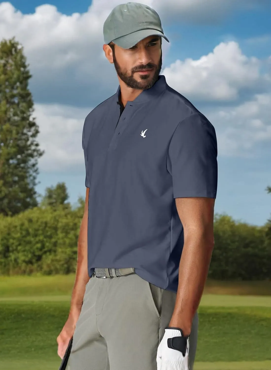 JMIERR Men's Polo Henley Shirt Moisture Wicking Quick Dry Summer Casual Short Sleeve Golf Polo T Shirts