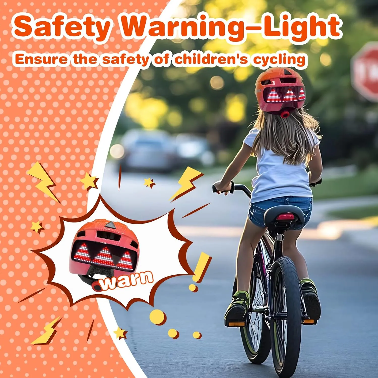 Kids Bike Helmet with LED Lights, Remote Control Turn Signals Safety Helmet Back Light for Youth Mountain Cycling Scooter Skateboarding, Adjustable and Lightweight for Boys Girls