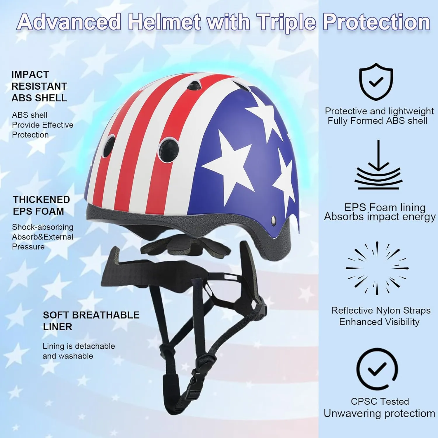 Kids Bike Skateboarding Helmet for Boys Girls Toddler CPSC Certified, Adjustable Protective Gear Helmet for Multi-Sports Cycling Inline Roller Skating Bike Rollerblading Scooter