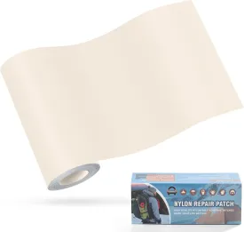 OAZ 3.9 x 63 inch Nylon Repair Patches Nylon Fabric Patch Self-Adhesive Nylon Repair Tape Waterproof Lightweight Outdoor Gear Repair Patch Kit for Down Jacket Clothing Tent Bag (Beige White)