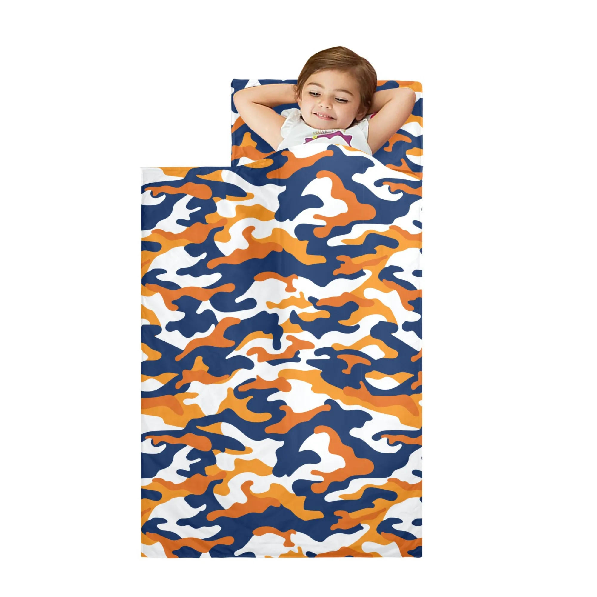 Orange Camo Kids' Long Sleeping Bag | A Catchy Blend of Comfort & Style | Lightweight and Durable Sleeping Bag for Kids