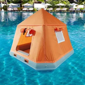 Outdoor Lake Inflatable Floating Tent Camping Fishing Raft Boat Water Shoal Pool Tent Orange,W/8ftH/7.5ft