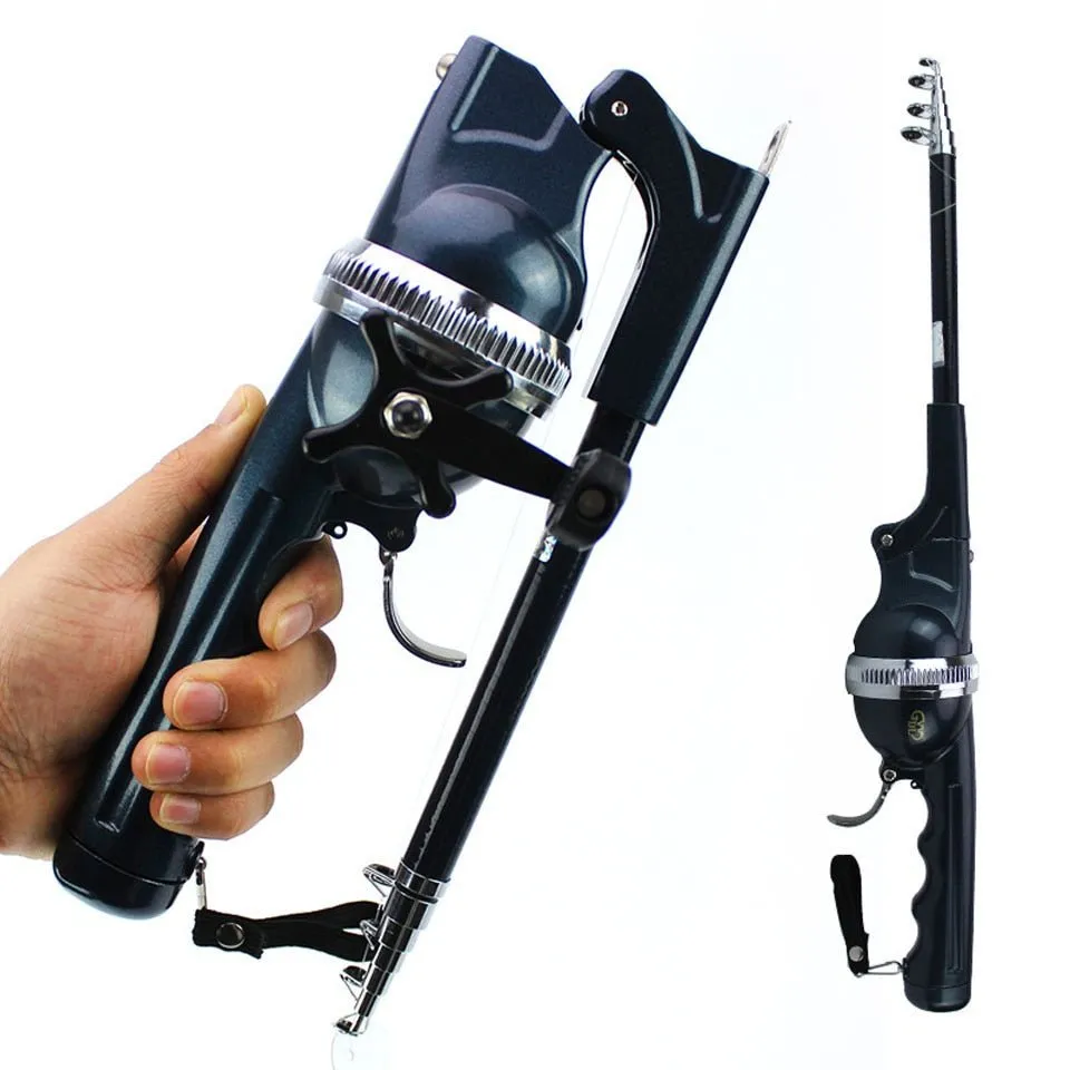 Portable Folding Telescopic Fishing Rod Stainless Steel - Built-in Fishing Reel 80m Line Travel Portable Lure