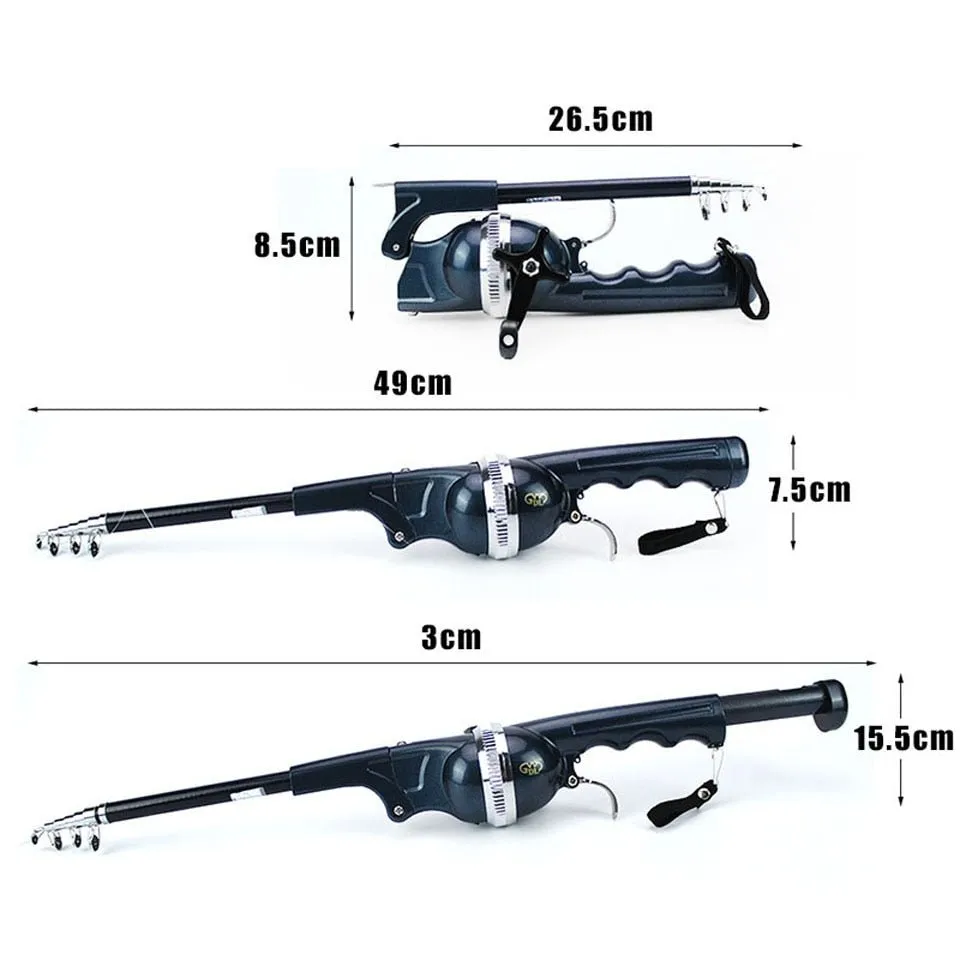 Portable Folding Telescopic Fishing Rod Stainless Steel - Built-in Fishing Reel 80m Line Travel Portable Lure