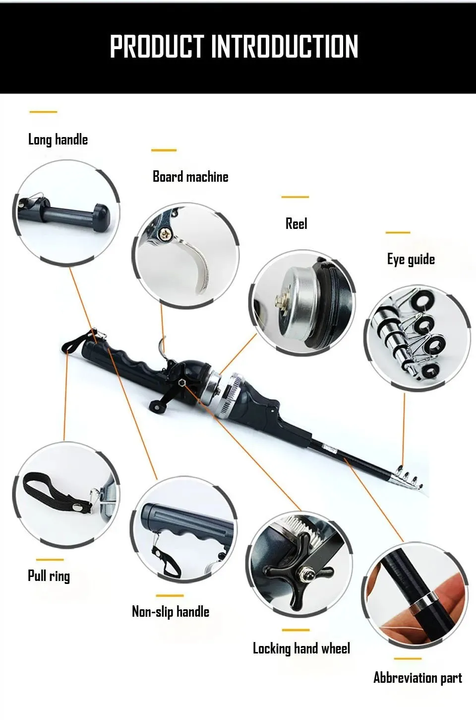 Portable Folding Telescopic Fishing Rod Stainless Steel - Built-in Fishing Reel 80m Line Travel Portable Lure