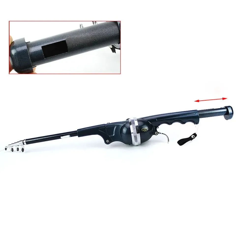 Portable Folding Telescopic Fishing Rod Stainless Steel - Built-in Fishing Reel 80m Line Travel Portable Lure