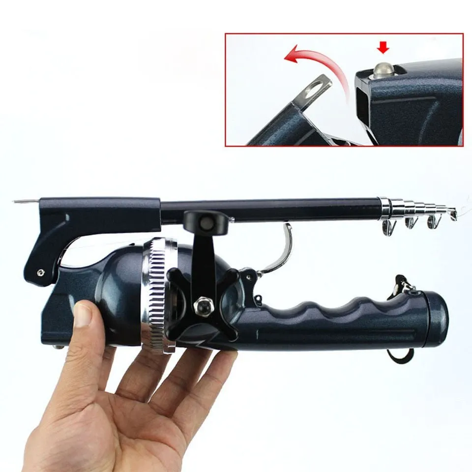 Portable Folding Telescopic Fishing Rod Stainless Steel - Built-in Fishing Reel 80m Line Travel Portable Lure