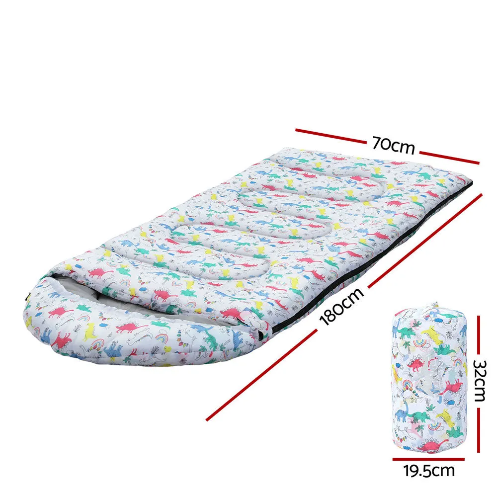 Sleeping Bag Kids Single Bags 180cm Thermal Camping Hiking - White