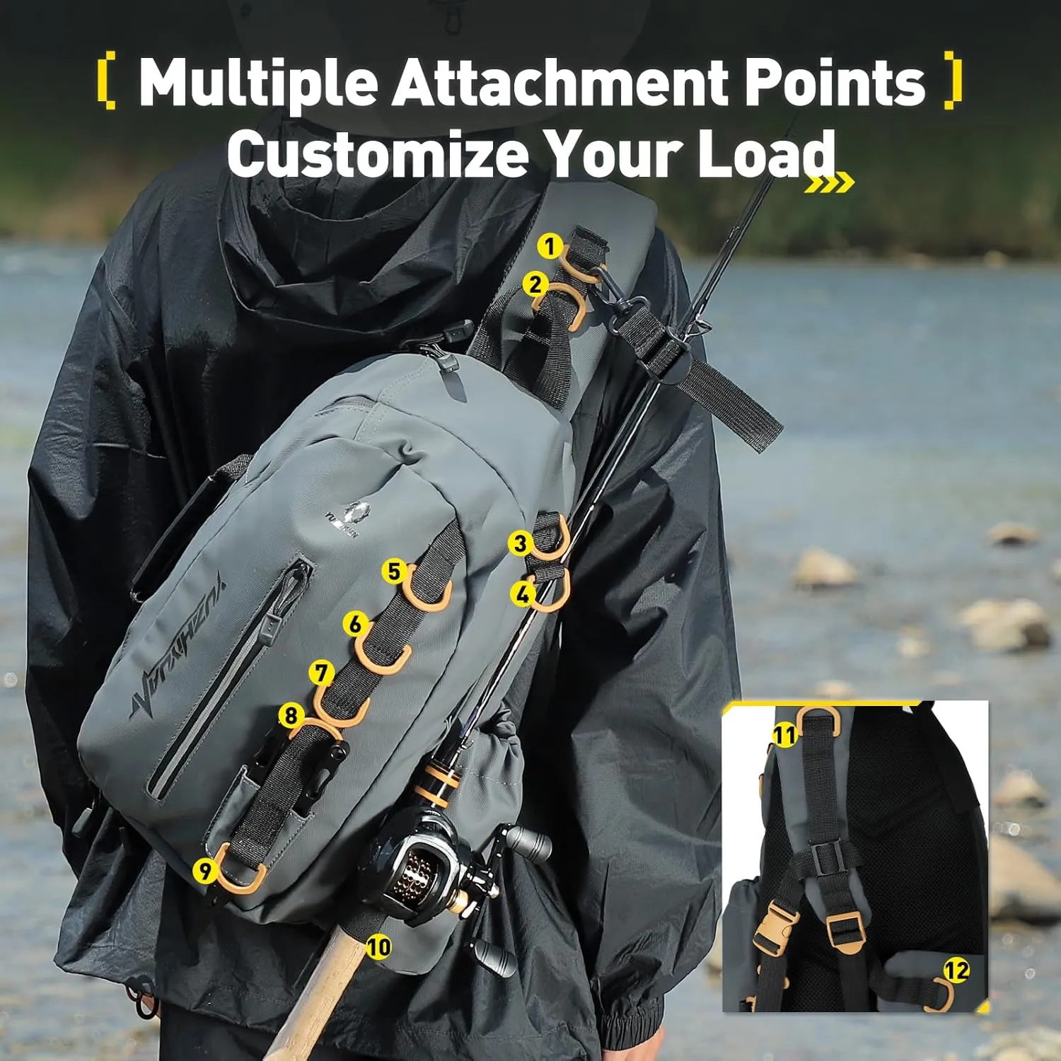 Small Fishing Bag with Rod Strap, Portable & Lightweight, Fish Small Tackle bag  Fits Tackle Boxes & Gear,Move Freely, Cast Smoothly - Fishing Gifts for Men
