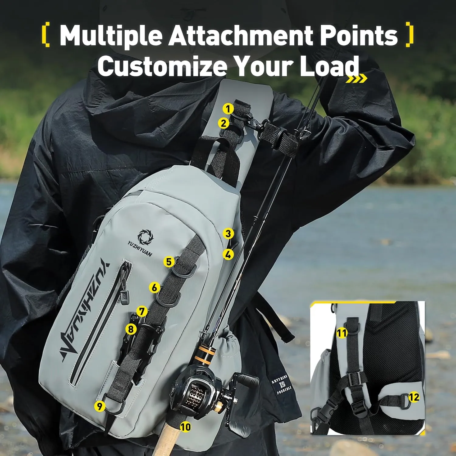 Small Fishing Bag with Rod Strap, Portable & Lightweight, Fish Small Tackle bag  Fits Tackle Boxes & Gear,Move Freely, Cast Smoothly - Fishing Gifts for Men