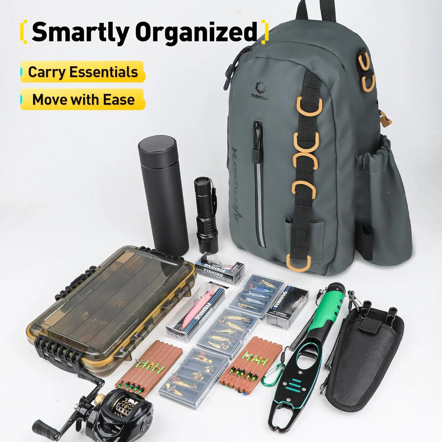 Small Fishing Bag with Rod Strap, Portable & Lightweight, Fish Small Tackle bag  Fits Tackle Boxes & Gear,Move Freely, Cast Smoothly - Fishing Gifts for Men