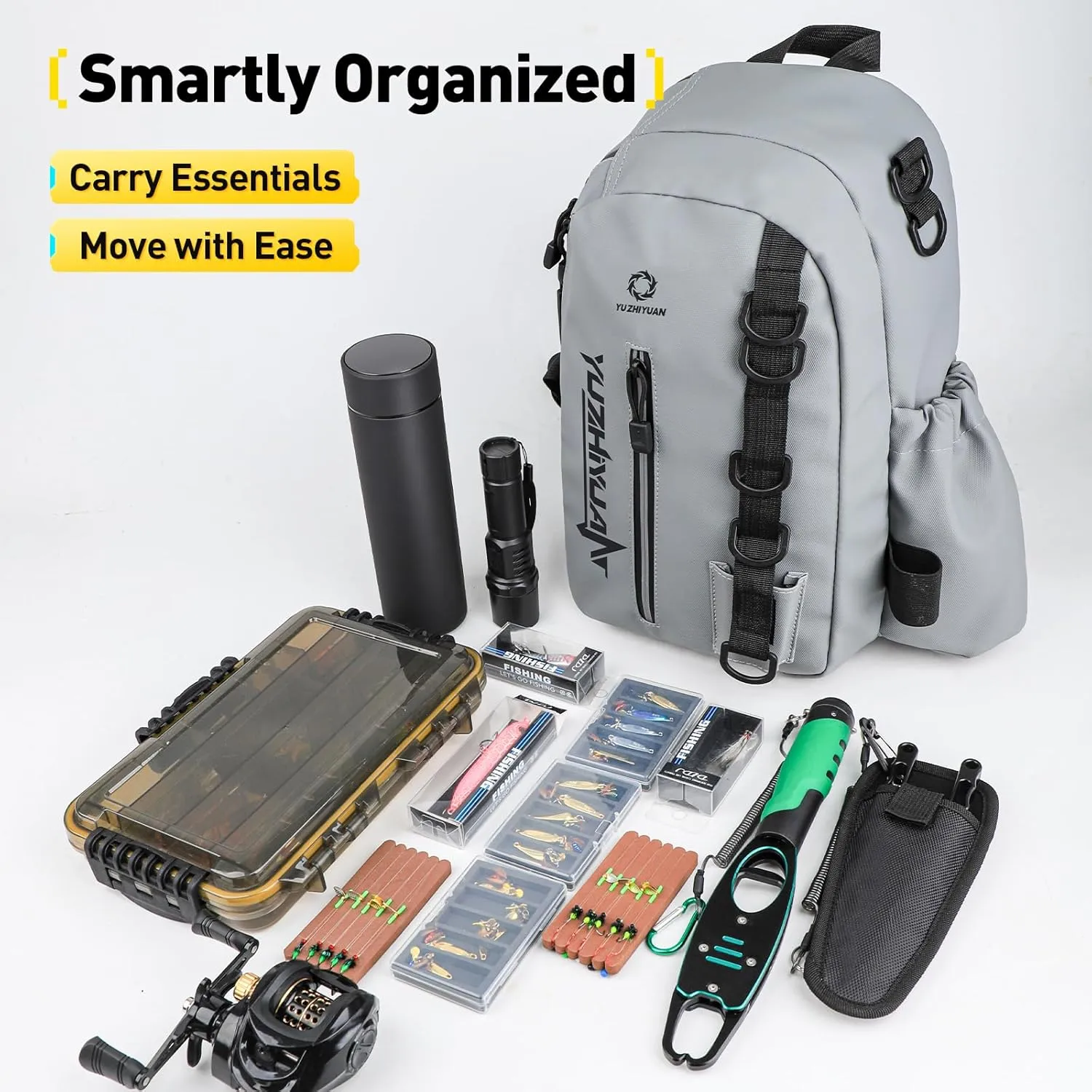 Small Fishing Bag with Rod Strap, Portable & Lightweight, Fish Small Tackle bag  Fits Tackle Boxes & Gear,Move Freely, Cast Smoothly - Fishing Gifts for Men