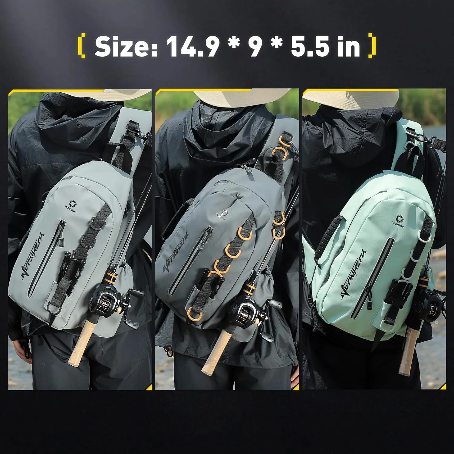 Small Fishing Bag with Rod Strap, Portable & Lightweight, Fish Small Tackle bag  Fits Tackle Boxes & Gear,Move Freely, Cast Smoothly - Fishing Gifts for Men