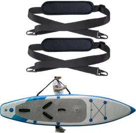SUP Carrier Shoulder Strap Adjustable Carrying Sling Paded Bag Belt for Surfing and Paddle Board with Metal Hooks Accessories - Black (2)