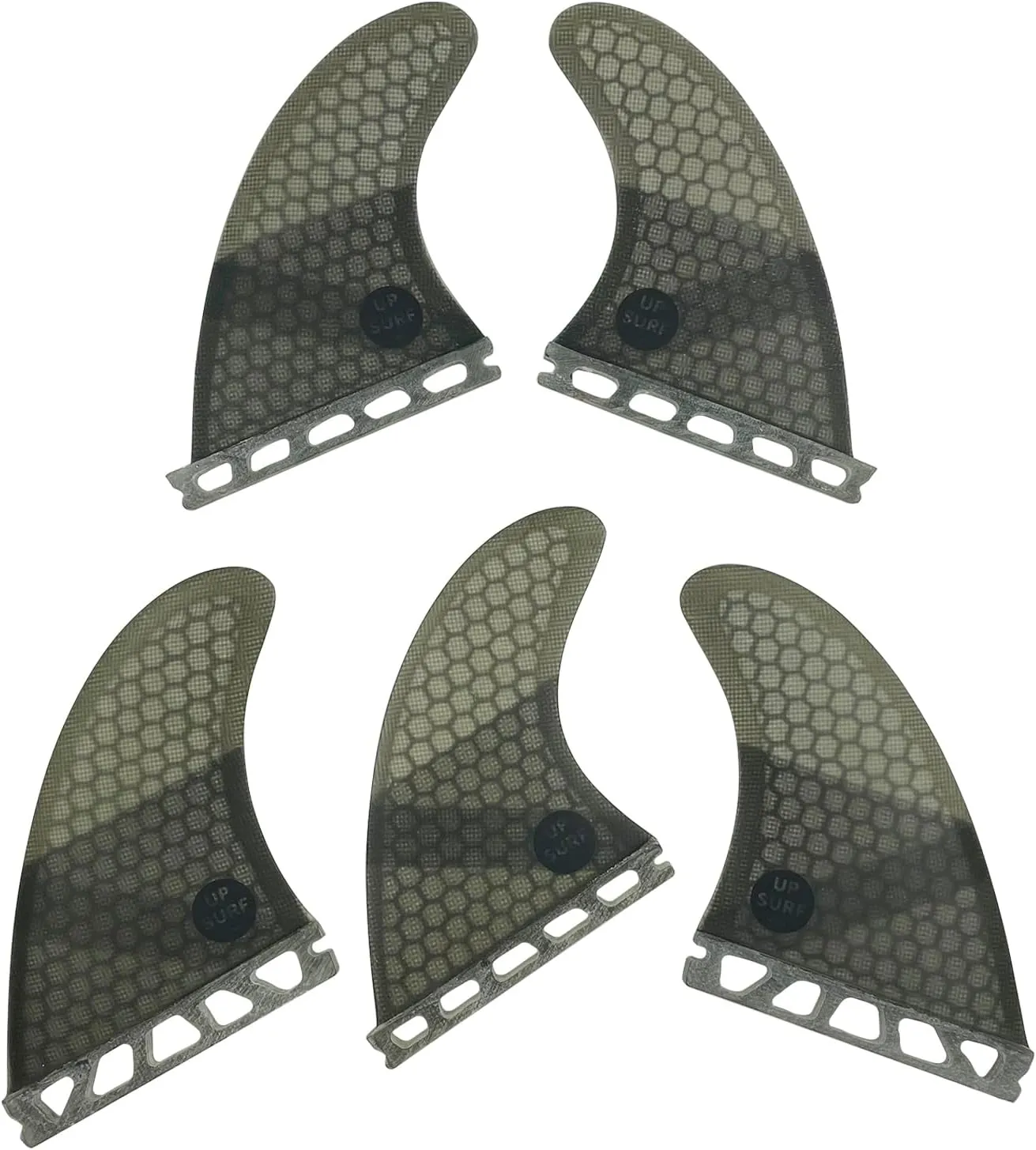 UPSURF Surfboard fins k2.1 5fins Single tab Surfing fins Honeycomb Choose Color (Gray)