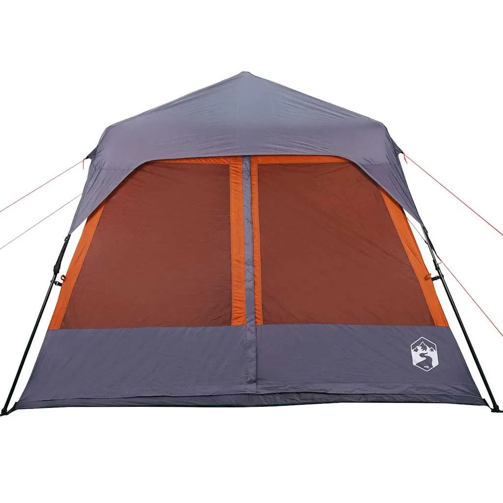 vidaXL Family Tent 9-Person Grey and Orange Quick Release Waterproof