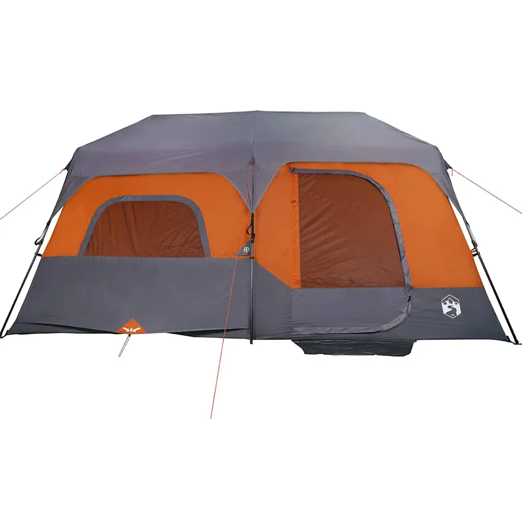 vidaXL Family Tent 9-Person Grey and Orange Quick Release Waterproof