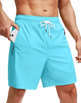 Viodia Men's Swim Trunks with Compression Liner Quick Dry Board Shorts Swimsuit Swimwear for Men with Zipper Pockets